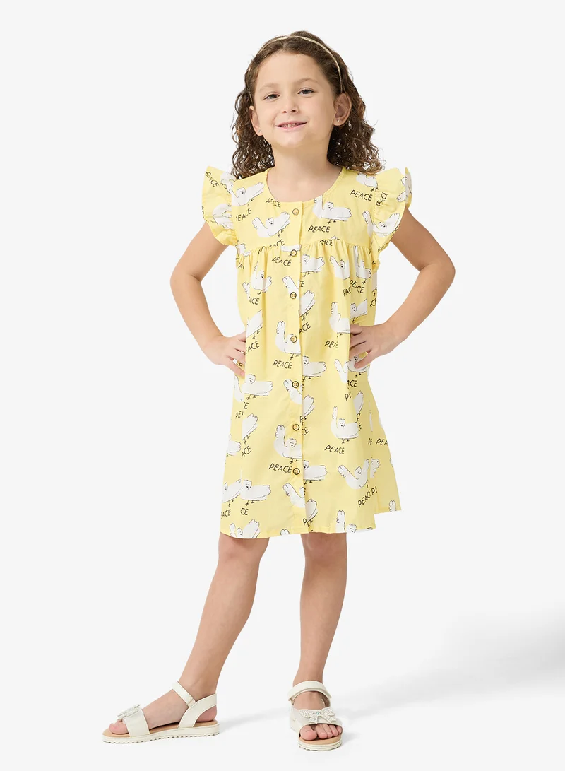 Pinata  Yellow Printed Summer Dress for Women | Best Price UAE